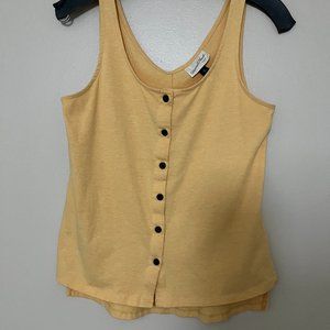 Universal Thread Women Yellow Sleeveless Button-Down Shirt XS